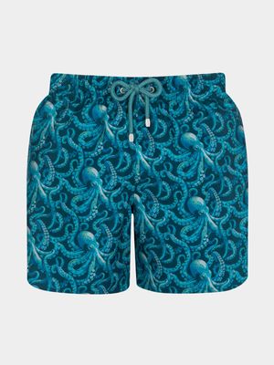 Men's Granadilla Teal Mid-Length Octopus Swimshorts