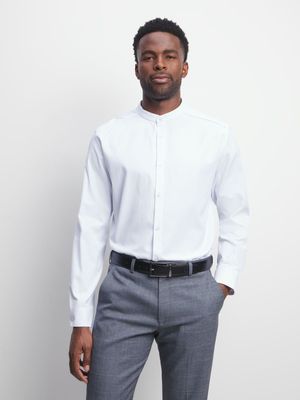 Jet Men's White Dobby Mandarin Shirt