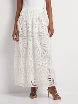 Luella A-Line Anglaise Lace Skirt