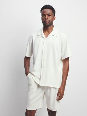 Jet Men's Cream Textured Shirt