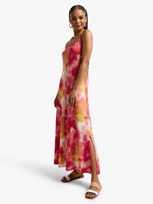 Women's Coral Blur Strappy Maxi Dress