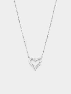 Sterling Silver Cubic Zirconia Open Heart Pendant