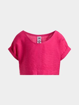 Jet Younger Girls Pink Soft Woven Top