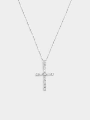 Sterling Silver Cubic Zirconia Multi-Stone Cross Pendant