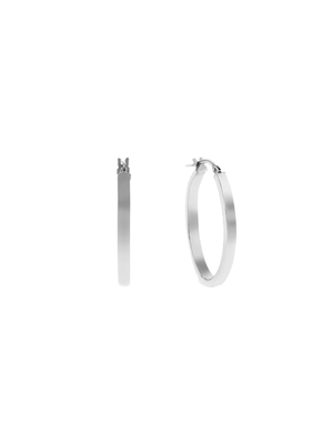 Sterling Silver Square Tube Hoop Earrings