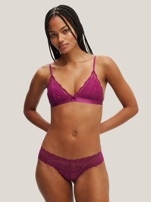 Women's Cotton On Purple Everyday Lace Triangle Padded Bralette