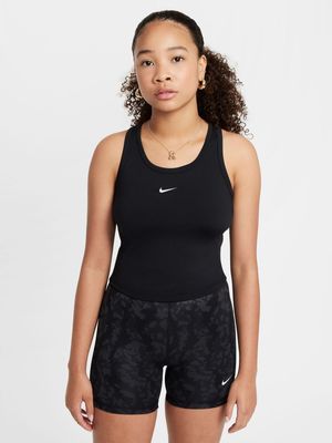 Girls Nike Dri-Fit One Fitted Black Tank