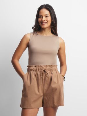 Jet Women's Taupe Linen Shorts