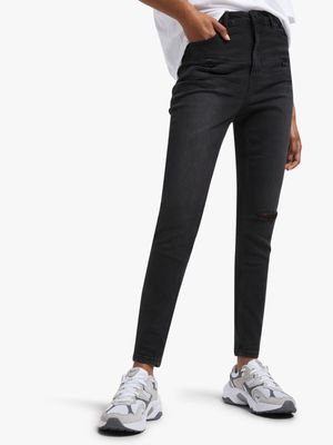 Redbat Women's Charcoal High Rise Skinny Jeans