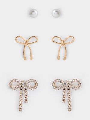 3 Pack Pretty Bows Earrings