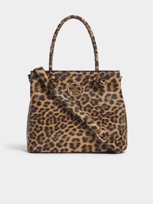 Knotted Handle Leopard Mini Tote Bag