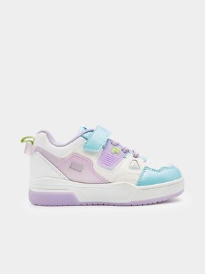 Junior Infant Em Lights White/Purple/Blue Sneakers