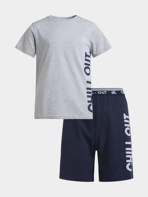 Jet Older Boys Grey/Navy Chill Out Pyjama Set