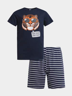 Jet Younger Boys Navy/White Tiger Pyjama Set