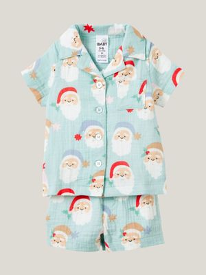 Cotton On Baby Blue Christmas Woven Pj Set