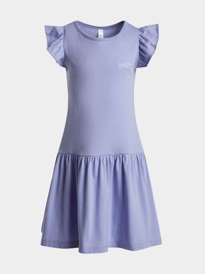 Younger Girl's Purple Drop Tier Dress