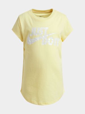 Nike Girl's Kids Yellow Just Do It Swoosh Yellow T-Shirt