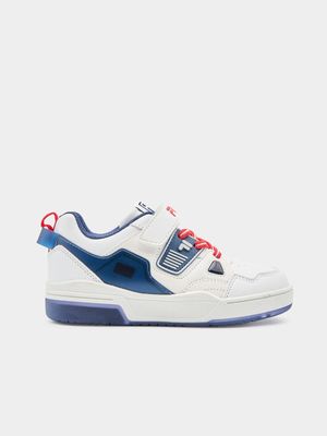 Junior Pre-School Em Lights White/Navy/Red Sneakers