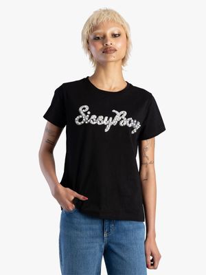 Women's Sissy Boy Black Multi-Technique Logo Top