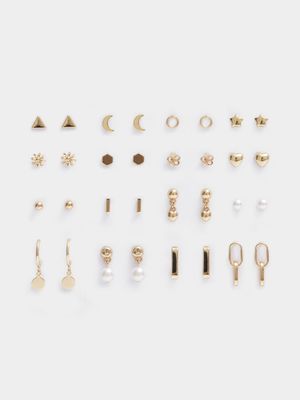 16 Pack Assorted Studs & Drop Earrings