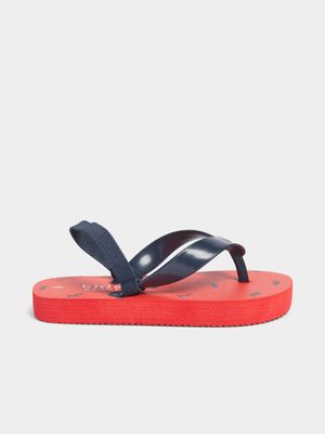 Younger Boy's Navy & Red Flip Flops