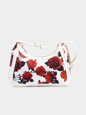 Women's Sissy Boy Red Rose Printed Shoulder Bag