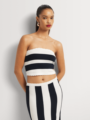 Luella Scalloped Stripe Boobtube Top