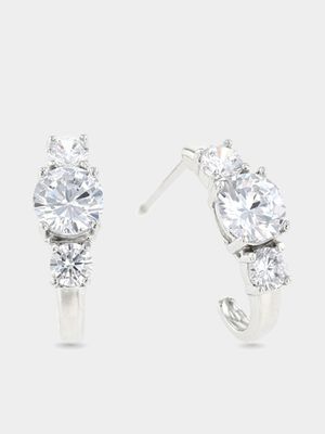 Cheté Sterling Silver & Cubic Zirconia Trilogy Hoop Earrings