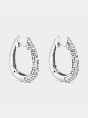 Cheté Sterling Silver Cubic Zirconia Oval Hoop Earrings