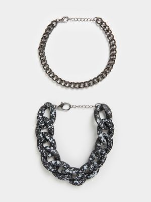 MKM Black Splatter Print Chain Set