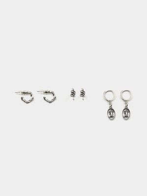 Men's Markham Chris and Snake Silver Earring Pack