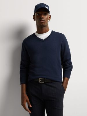 Men's Markham V Neck Navy Knitwear