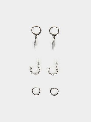 MKM Grey 3 Pack Lightning Huggy Earring