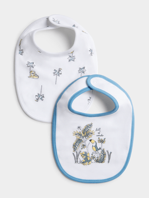 Jet Infant Boys White 2 Pack Tropical Bibs