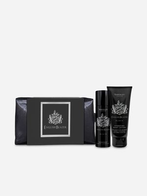 Yardley English Blazer Black Eau De Parfum, Hair & Body Wash, Toiletry Bag Gift Set