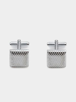 Men's Markham Square Texture Silver Cufflink