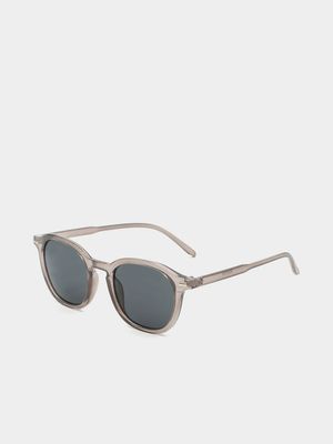 Men's Markham Crystal Plastic Hexagon Grey Sunglasses