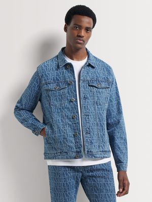 Fabiani Men's Lasered Monogram Denim Jacket