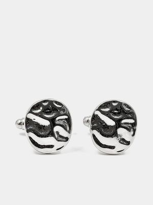 Men's Markham Round Molten Silver Cufflink