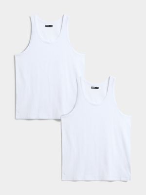 Men's Markham 2pk Eyelet White Vest