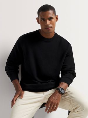 Men's Markham Texture Crew Black Knitwear