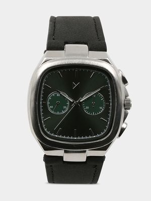 Men's Markham Retro SQ Aviator PU Black Watch