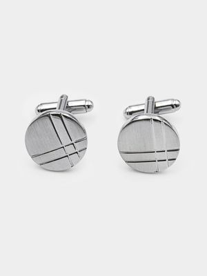 Men's Markham Round Fourways Silver Cufflink