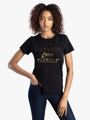 Women's Sissy Boy Black Multi-Technique Logo Top