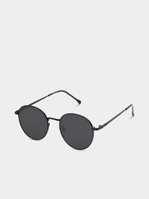 Men's Markham Round Matt Black Sunglasses