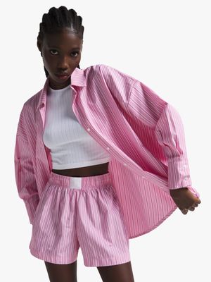 Women's Pink Striped Co-Ord Shirt