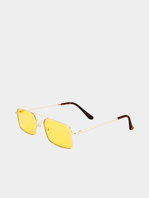 MKM Yellow Lens Metal Rectangular Sunglasses