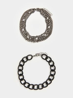 MKM Black Mixed Chain Pack Bracelet