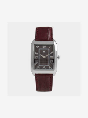 Men's Markham Classic Formal Rectangle Burgundy Watch