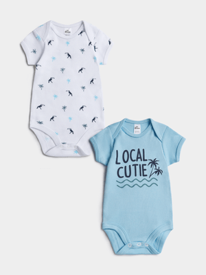 Jet Infant Boys Light Blue/White 2 Pack Body Suits